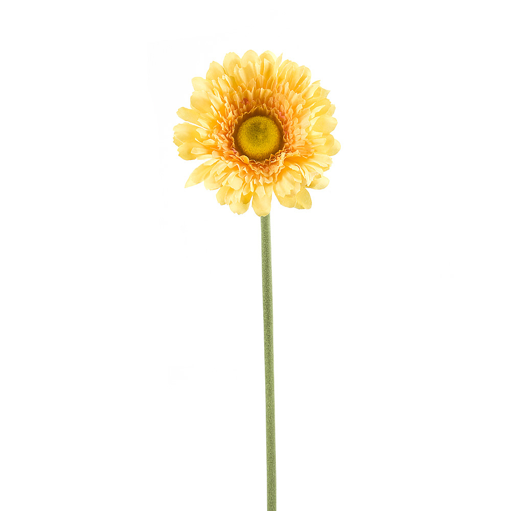Цветок искусственный (на ножке) "Гербера жёлтая" h=57см. (min120) (транспортная упаковка)