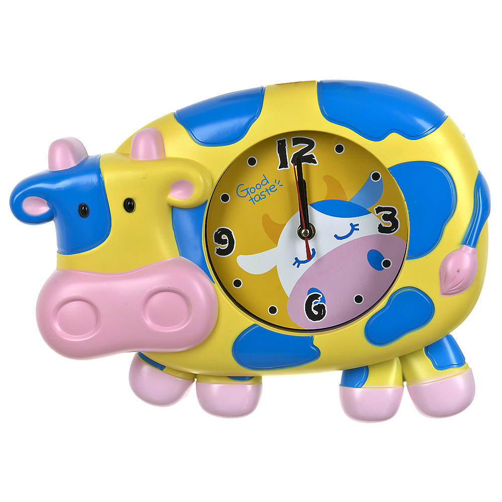 Часы настенные (с маятником) "Веселая корова" 35,5*7,5*26см. (4вида) (часы-батарейка 1"АА" в комплек
