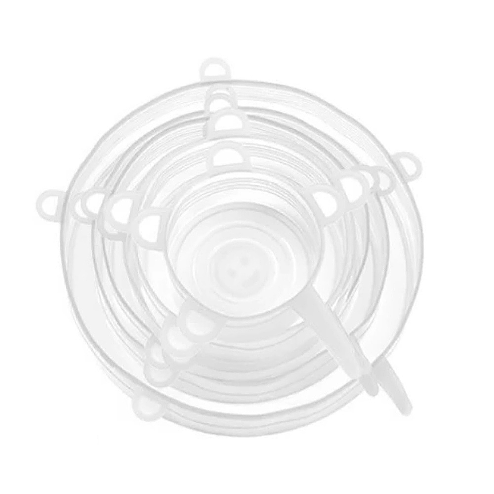 Набор силиконовых растягивающихся крышек для посуды 6шт круглые (d=7/9/11/14/16/20см.) (упак. пакет)