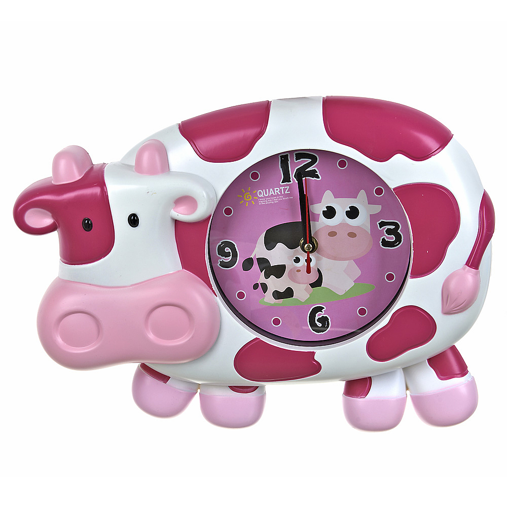 Часы настенные (с маятником) "Веселая корова" 35,5*7,5*26см. (4вида) (часы-батарейка 1"АА" в комплек