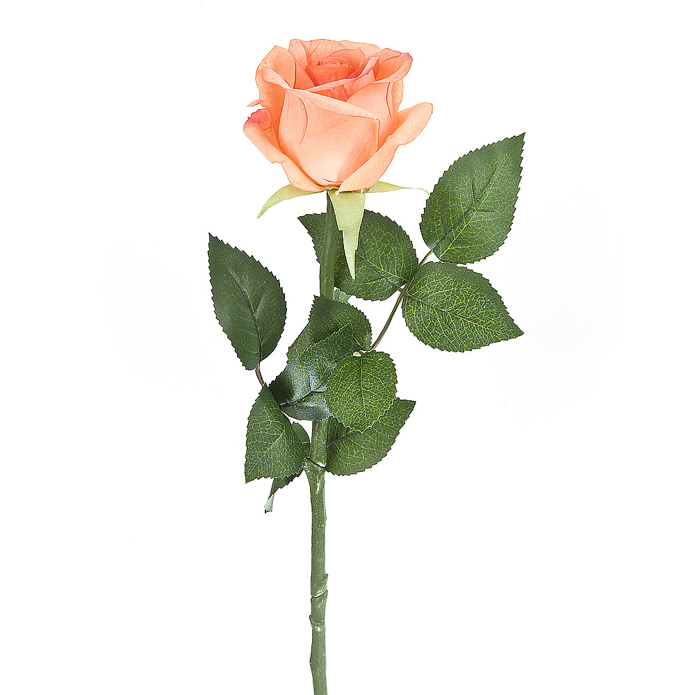 Цветок искусственный (на ножке) "Роза оранжевая" h=53см.(real touch) (min33) (транспортная упаковка)
