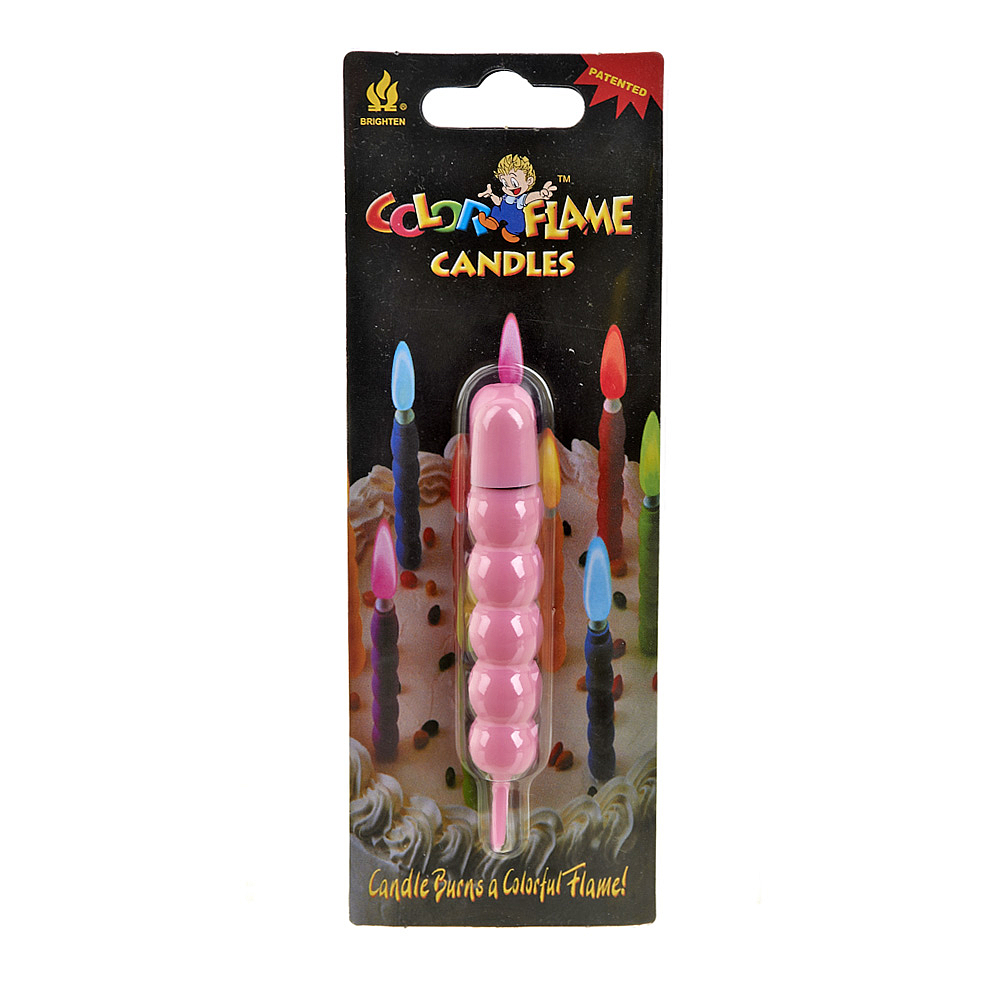 Свеча декоративная в пластиковой оболочке "Color flame" d=1,5см. h=9см. (розовая) (min36) (пропитка 