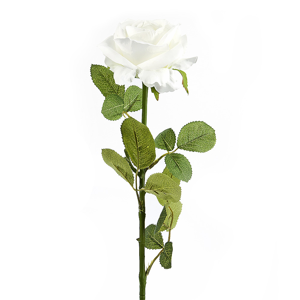 Цветок искусственный (на ножке) "Роза белая" h=70см. (min24) (транспортная упаковка)