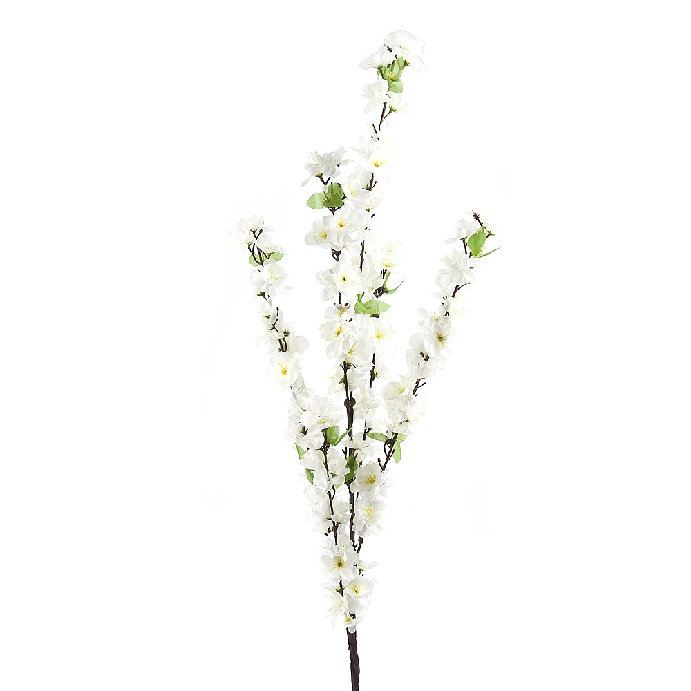 Цветок искусственный (на ножке) "Сакура белая" h=125см. (min24) (транспортная упаковка)