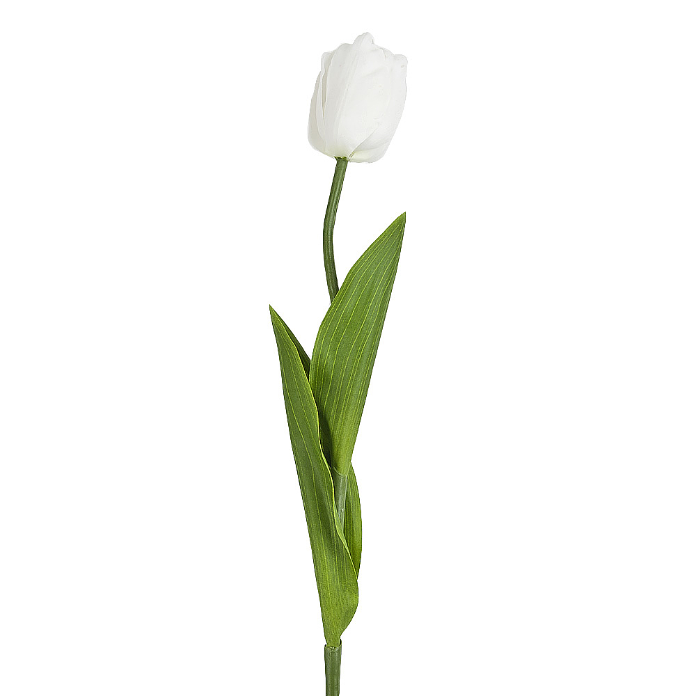 Цветок искусственный (на ножке) "Тюльпан белый" h=67см.(real touch) (min32) (транспортная упаковка)