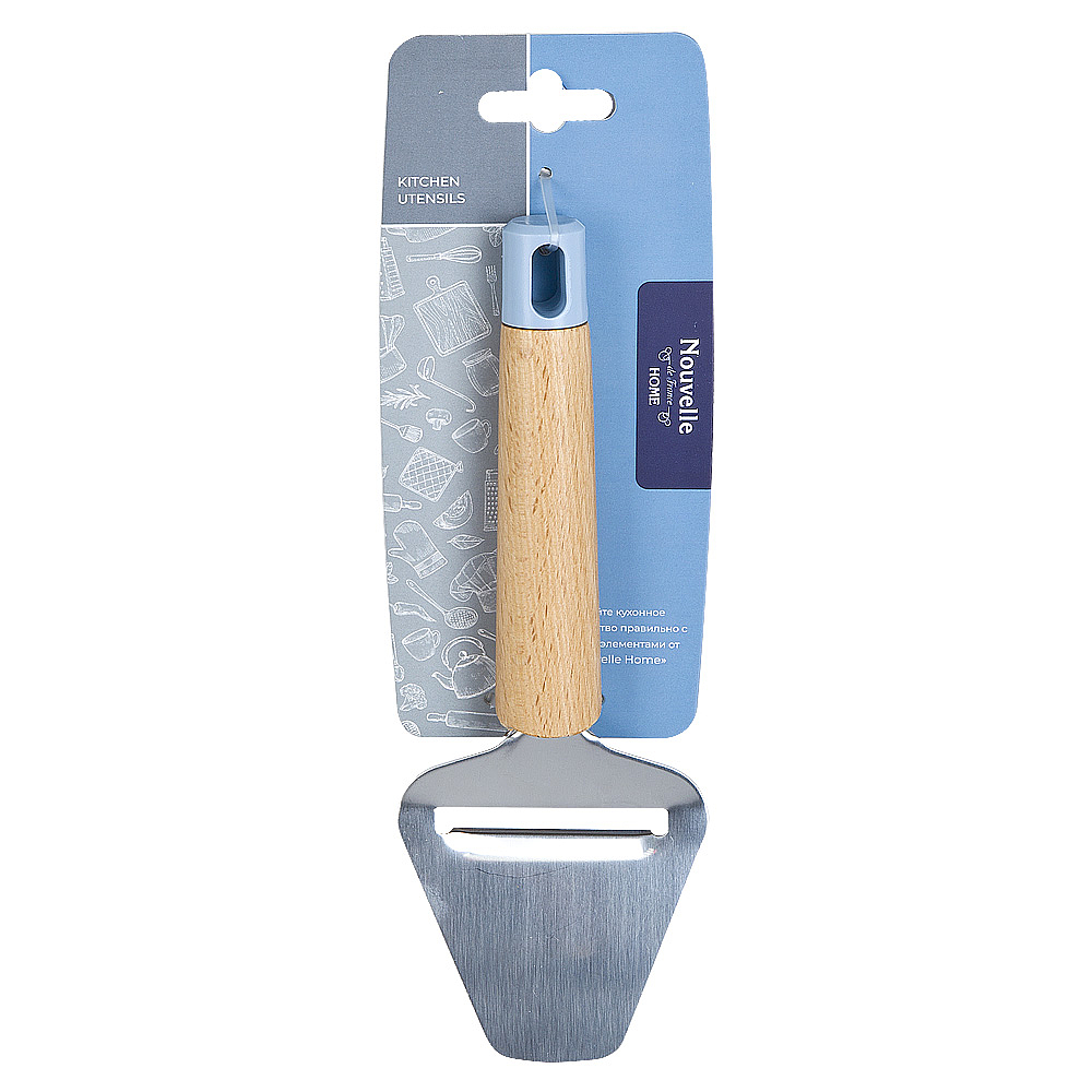 Нож-лопатка для нарезания мягкого сыра "Emborio Steel" 22*7*2см (2 вида) (упаковочный пакет)