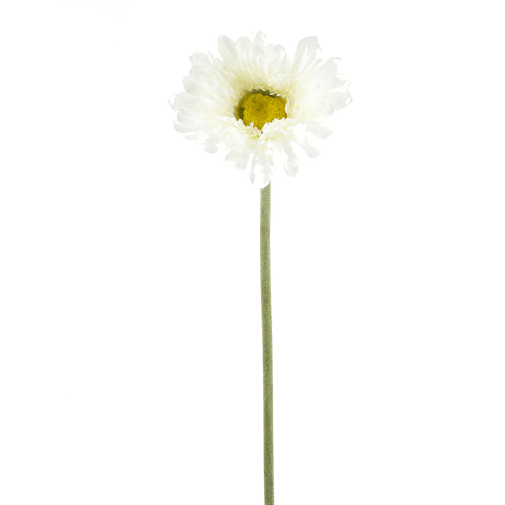 Цветок искусственный (на ножке) "Гербера белая" h=57см. (min120) (транспортная упаковка)