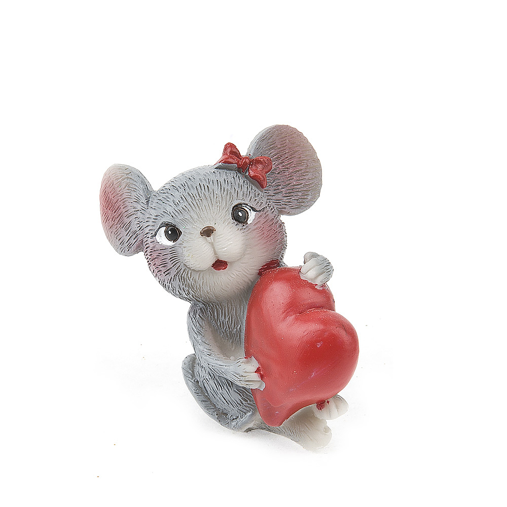 Фигурка декоративная "Мышка с сердцем" 7*4*6см. (2вида) (min12) (транспортная упаковка)