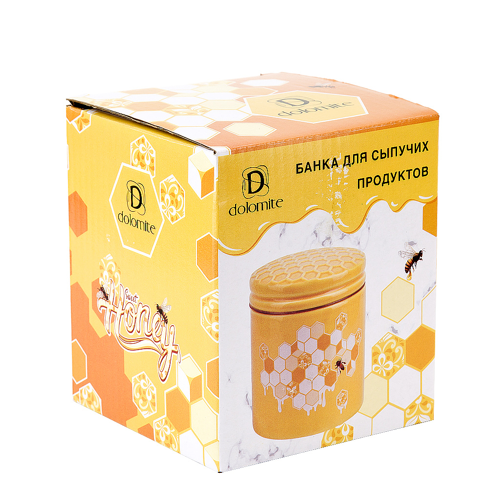 Банка для сыпучих продуктов "Honey" 10*10*12см. v=480мл. (подарочная упаковка)
