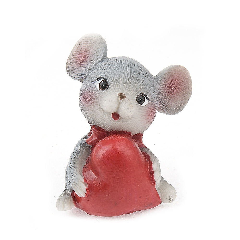 Фигурка декоративная "Мышка с сердцем" 7*4*6см. (2вида) (min12) (транспортная упаковка)