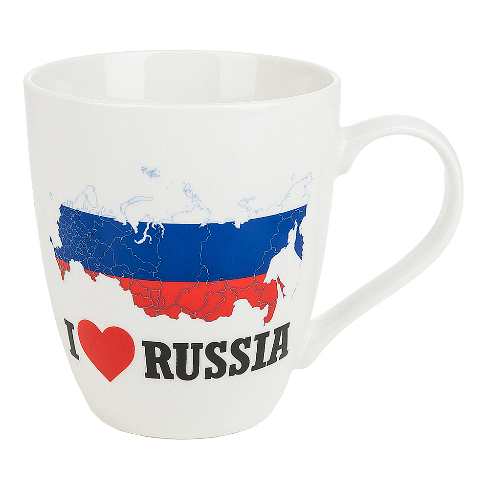 Кружка фарфоровая "I love Russia" v=550мл. (3вида) (min12) (транспортная упаковка)