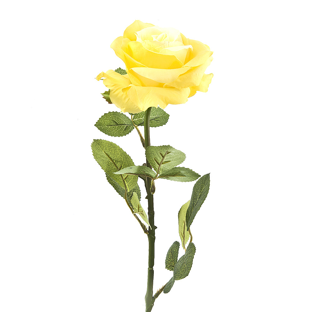 Цветок искусственный (на ножке) "Роза жёлтая" h=70см. (min24) (транспортная упаковка)
