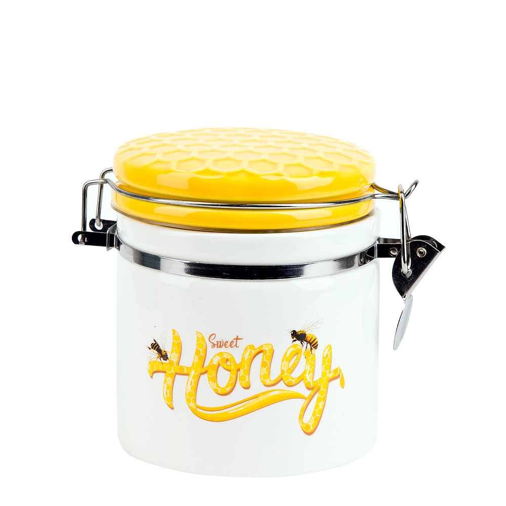 Банка для сыпучих продуктов (клипс) "Honey" 14,5*10*12см. v=480мл. (подарочная упаковка)