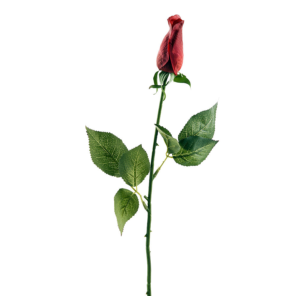 Цветок искусственный (на ножке) "Бордовая роза" h=45см.(real touch) (min72) (транспортная упаковка)