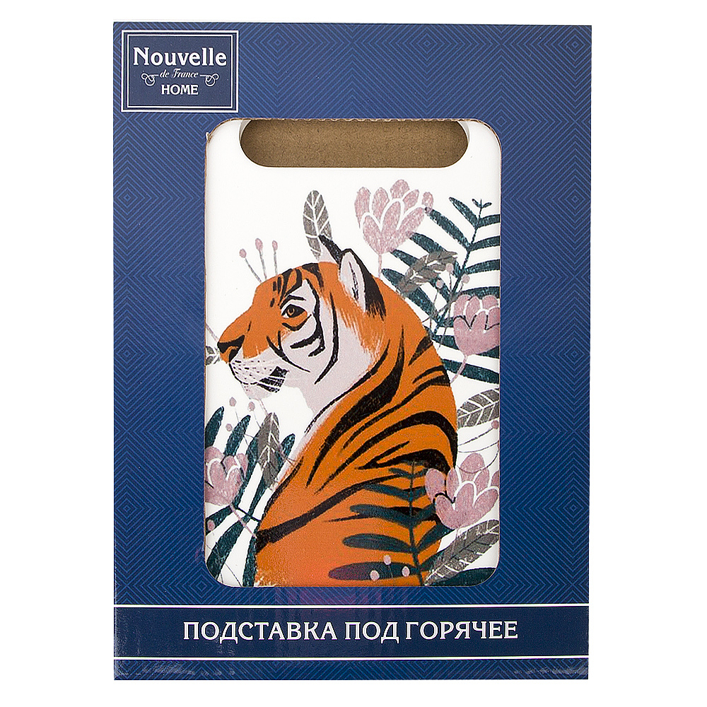 Подставка под горячее с пробкой "Тигр в тропиках" 15*20*0,5см. (подарочная упаковка)